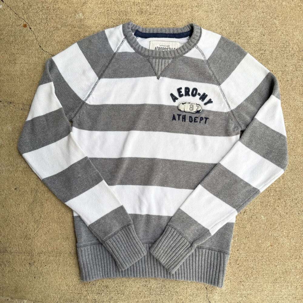 Aeropostale 87 Athletic Dept Crew Neck Cotton Knit Sweater Mens L